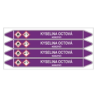 Značení potrubí, kyselina octová,4 ks, 250 × 26 mm